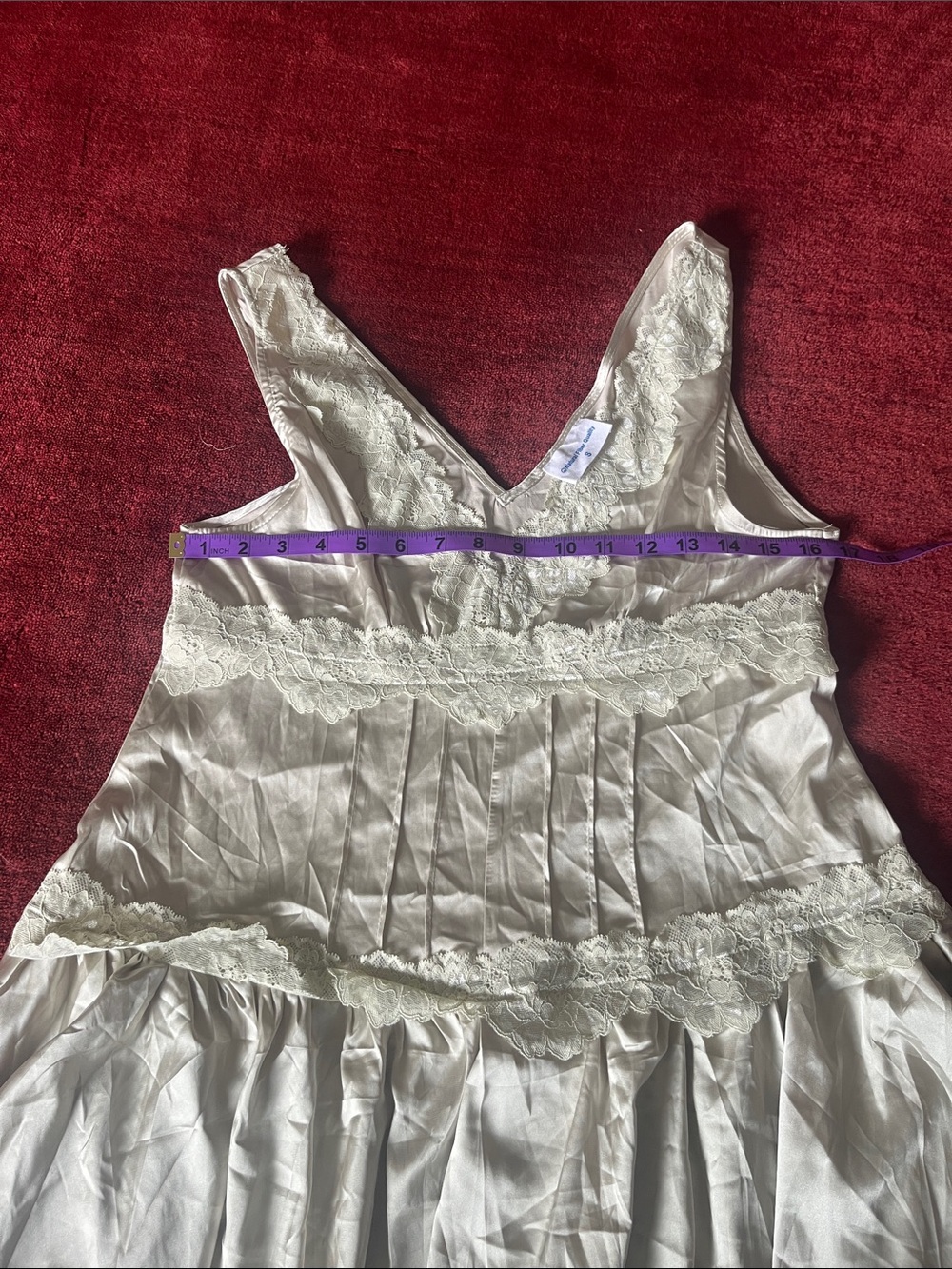 Natural Fiber Quality Mini Slip With Lace Dress Baby Green Y2K Vintage - Picture 9 of 10